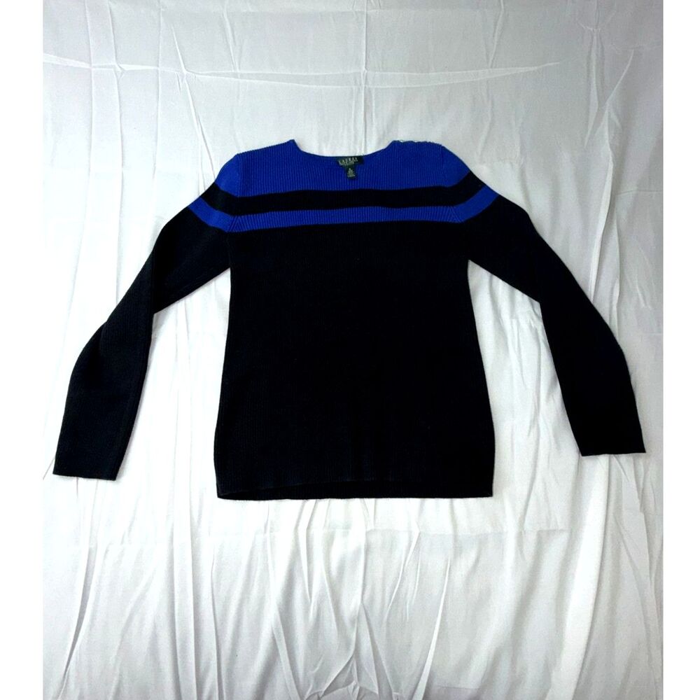 Lauren Ralph Lauren Striped Sweater workwear office – Black & Cobalt Blue – PL